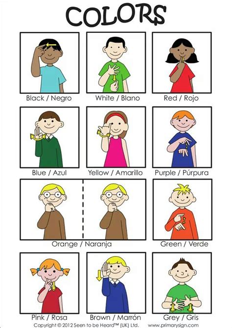 sign language colors|free printable sign language colors.